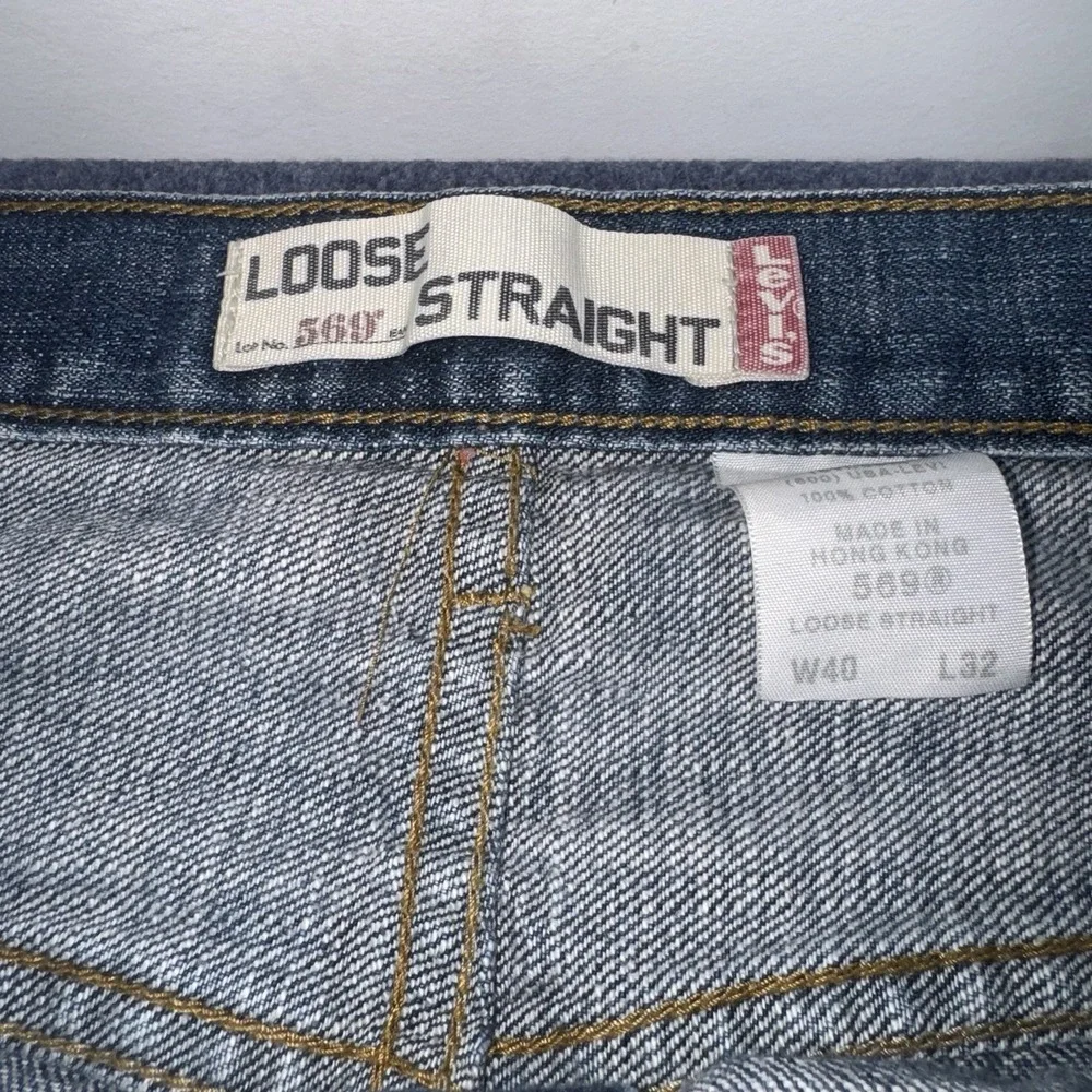 Vintage Levis 569 Jeans Mens 40x32 Blue Loose Straight Baggy Y2k Grunge Wide Leg